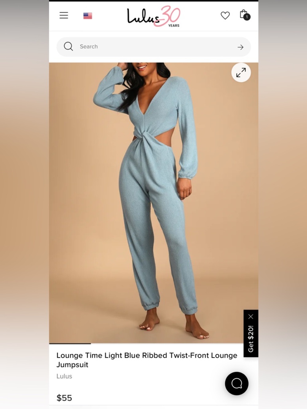 Lulu's Light Blue Ribbed Twist-Front Jumpsuit